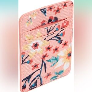 🌸 Vera Bradley Adhesive Phone Wallet – Coral Floral 🌺